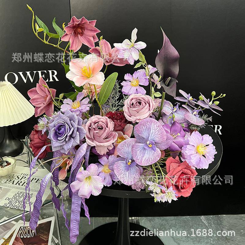 仿真成品桌花饰头花订婚装备45465婚花艺派对置布4床S店商场样板