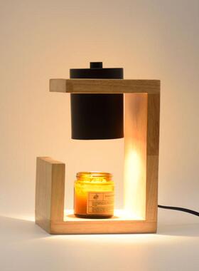 美式房装香熏灯融蜡灯实木木艺方块书房卧间室定时调NVW光饰台灯