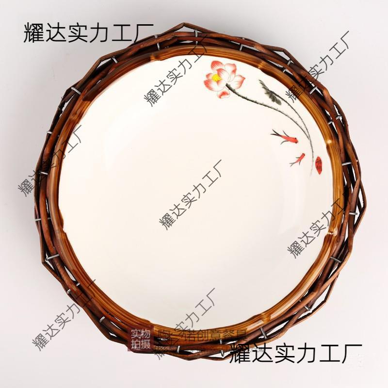 农土菜739特馆大盘鸡烧菜餐具鸟巢陶瓷盘色私房盘家菜意境菜创意