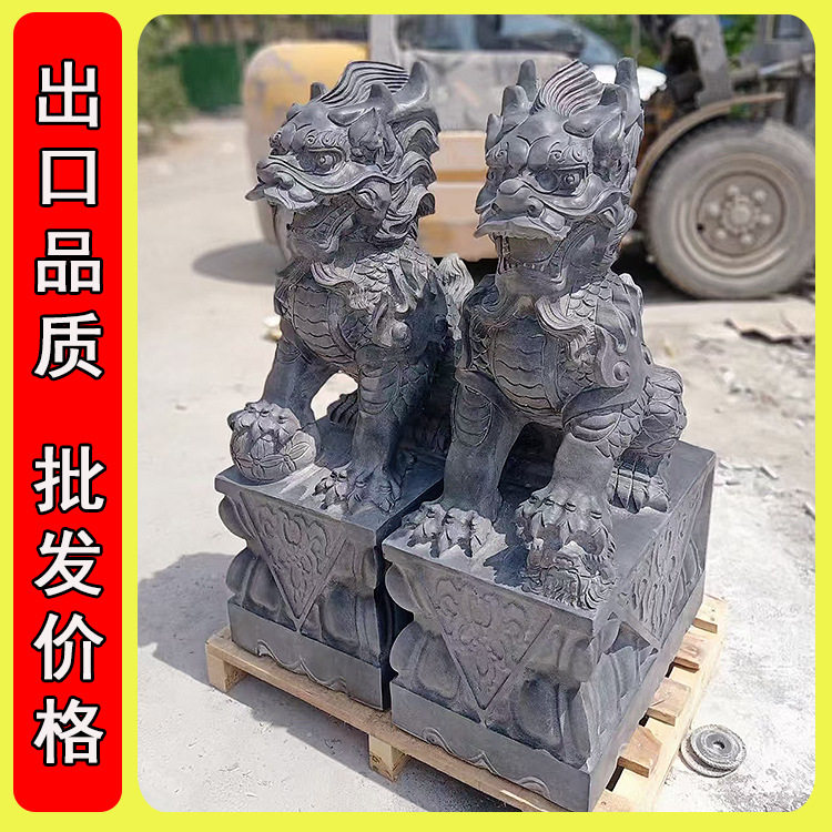 石雕麒麟汉白玉一对户外别墅庭院祠堂酒店大门口青石麒麟貔貅摆件