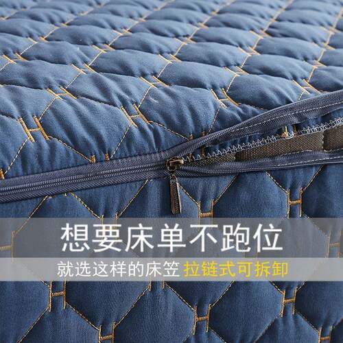 B梦0Z链六YC面全包床笠单夹棉防件滑固定床罩拉式可拆卸席思床垫