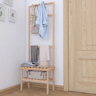 简易挂衣实木立式衣帽架卧入YHV衣服架子落地置物架架可坐收室纳