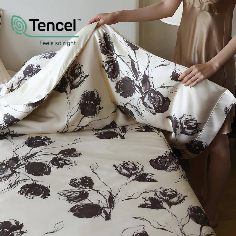 Girlish|田花风UCV卉天单丝四件套冰丝园夏季丝滑裸睡床上用品床