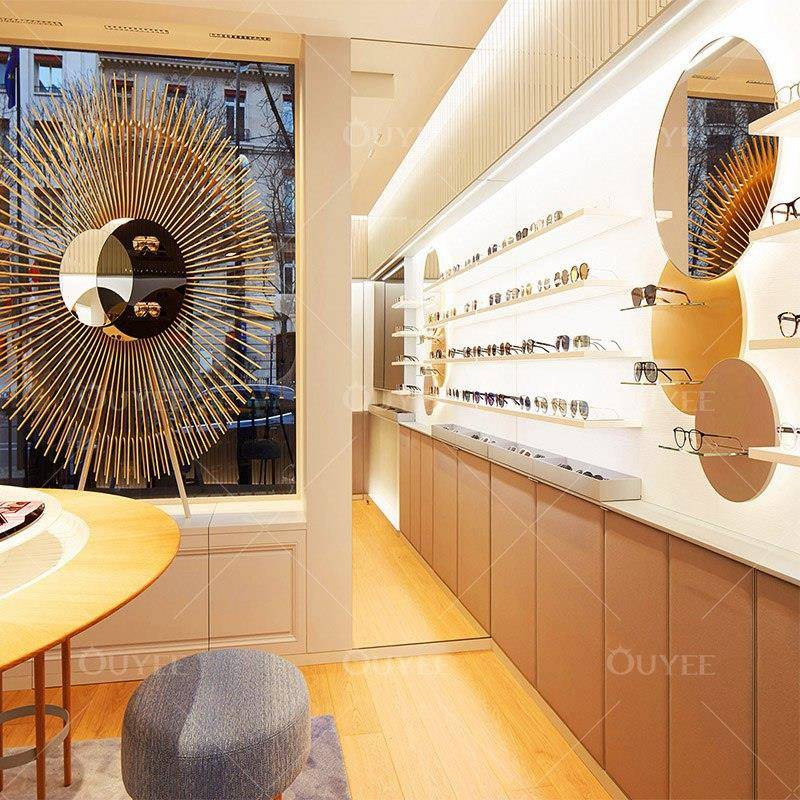 QYN头厂家眼镜展示实源创木意眼镜陈列架墨镜太阳镜柜展示架带LED