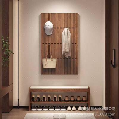 宿FBG墙挂衣架老榆木钢琴上键衣帽架进户帽门玄关收纳架民酒店衣