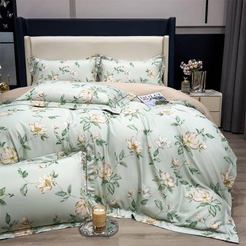 A类兰精天丝田园风高档三数码印花套四件套床被套床单737笠件学生
