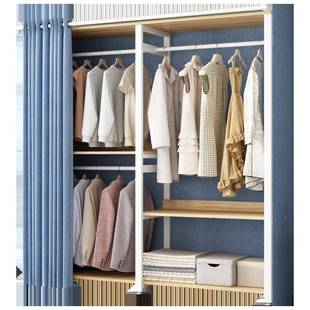 家用卧室木组现代简约布钢衣柜简出租屋加固多合挂 CRN易衣柜新品