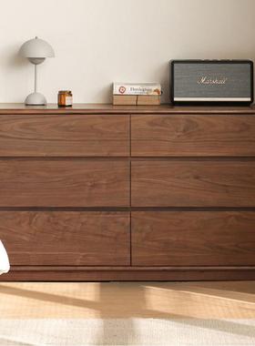 全实木九落斗柜黑胡桃木收卧室床尾柜代现简约地两用纳储DG-468物