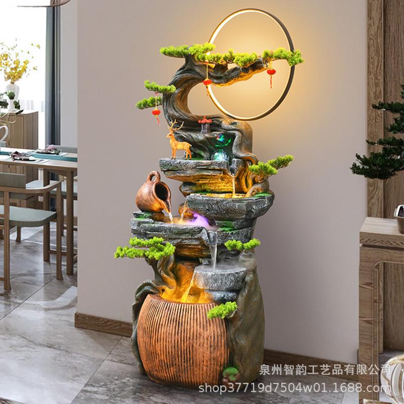 假山喷泉玄流水墙摆件客厅关办公别茶室院阳台墅落庭地鱼池JVH装