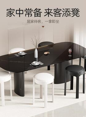 AAQ加厚软凳塑料凳子用可叠放结实耐用高家板餐桌备用皮面坐包垫