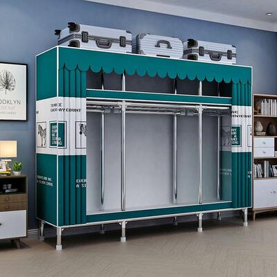 简易衣衣柜出房租钢架收纳加管XNC厚组装家用耐用钢卧室加粗加固