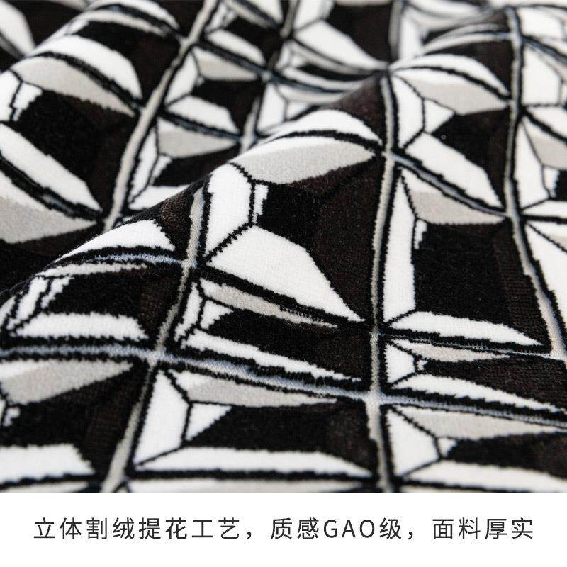 |黑体几立居何SOF抱枕套白割绒提花沙发靠垫家设计软装