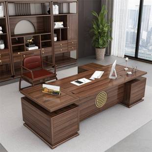 新中式实木老板桌办公桌组合乌金椅木经大班台总裁桌sz-16办公理