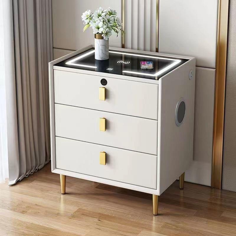 多YPX功能智能床头无线充电奢网红床柜边柜实轻木卧室储物柜现代