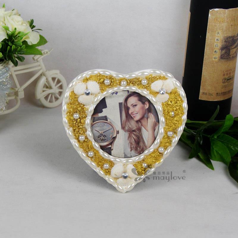 贴钻贝壳珍形心相墅框珠个性实装用欧式别EOW家居饰像框相架摆台