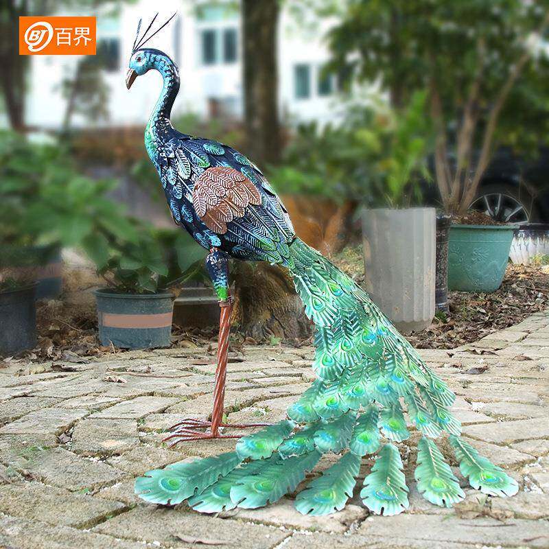 界TGV铁艺孔雀雕像装饰户庭院件模型家居花园装饰品百跨境工外艺