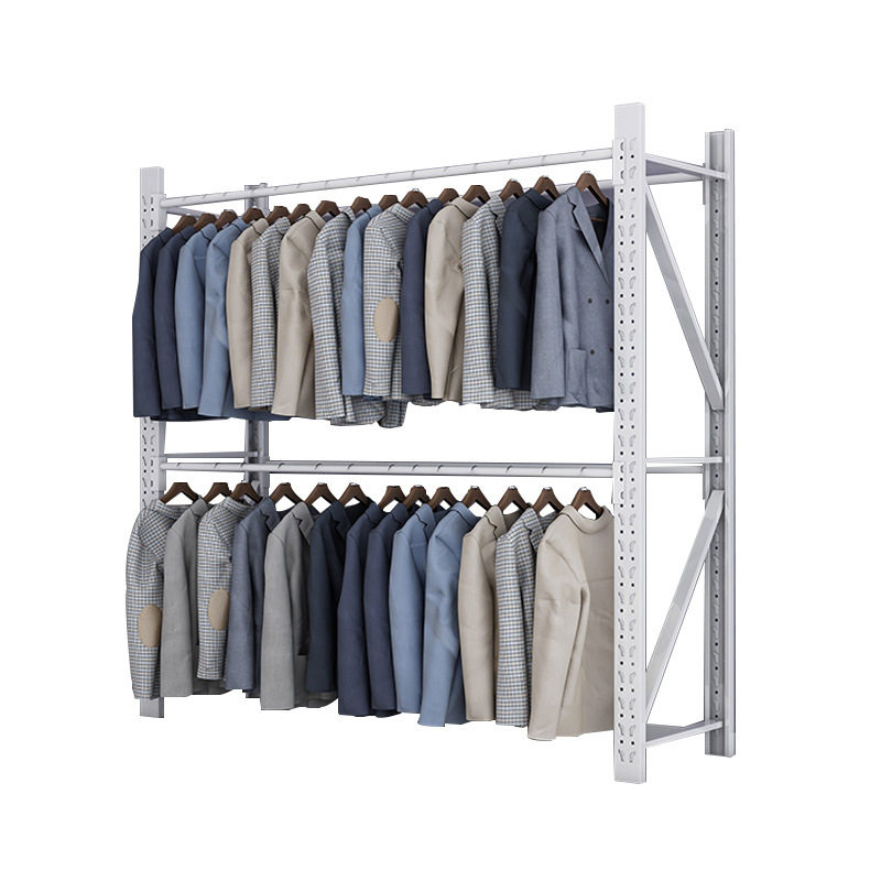 仓库可调圆管中型服装展示架