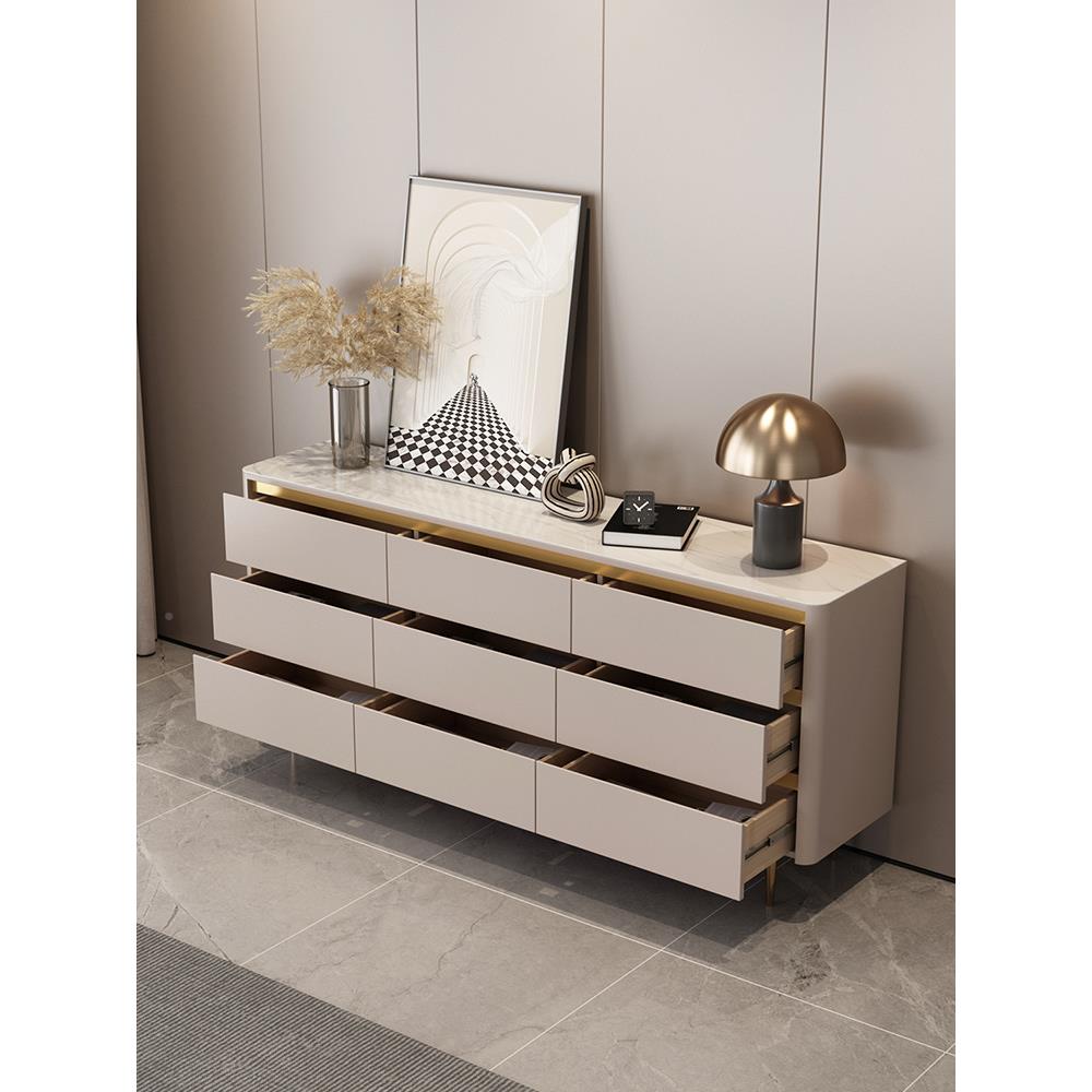 电现代轻奢九斗柜厅客长款储边柜物玄关柜极简TBG卧室视柜床尾收