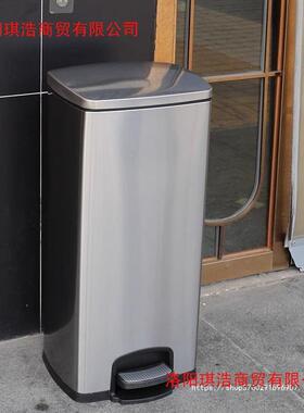 厨房卫生脚间用圾桶专带盖FQC踩家用客厅商用办公垃室大容量不锈