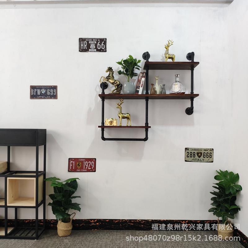 铁艺水管墙上置物架酒架工业风装饰创意隔板壁挂架子美式墙面装饰
