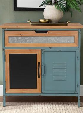 美GDI式复古金属工业风铁质餐边置柜厅客角收物纳转储物柜子