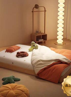 地床台橡木地板单床无床头人床榻榻米卧室木宝宝UTK婴儿实儿童床