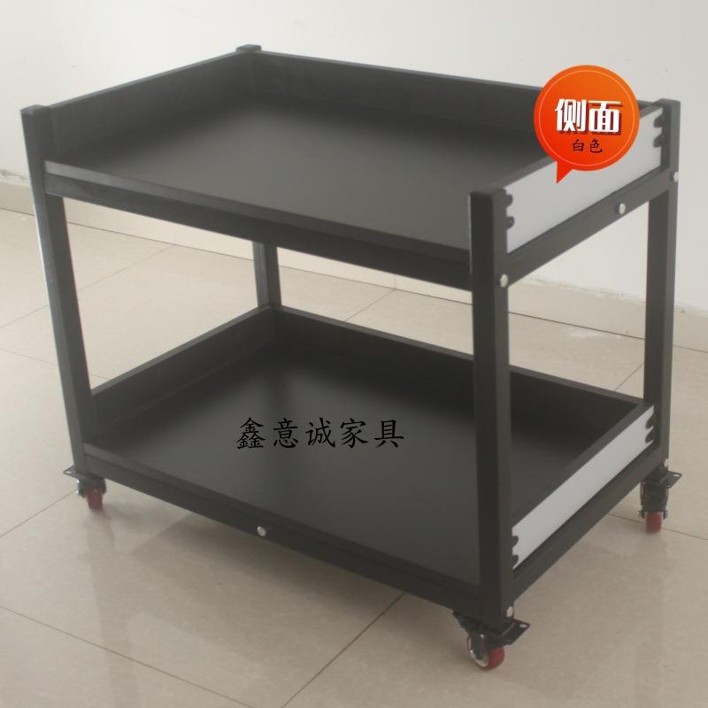 移动台工作台车带轮子黑色电摄影桌带围边701防静双层周转物料检图片