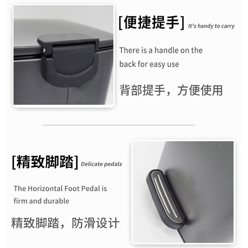 新品不锈钢垃圾桶脚踏式厨种草网款正方形15FQ-CW正L房家用垃圾筒