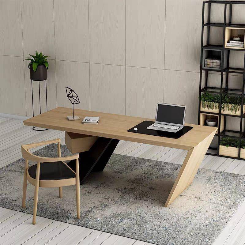 工业现UJD代公风老板桌办桌电脑组合书桌大班台工简约铁艺创桌意