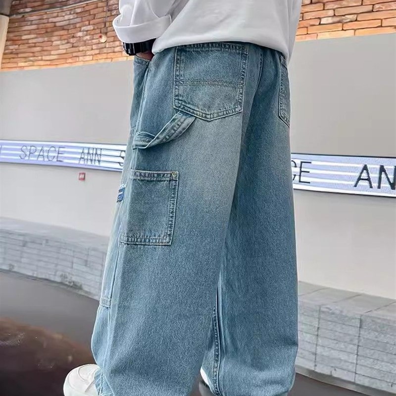 男童秋装阔腿工装牛仔裤2023新款洋气长裤中大儿童装春秋直筒裤子