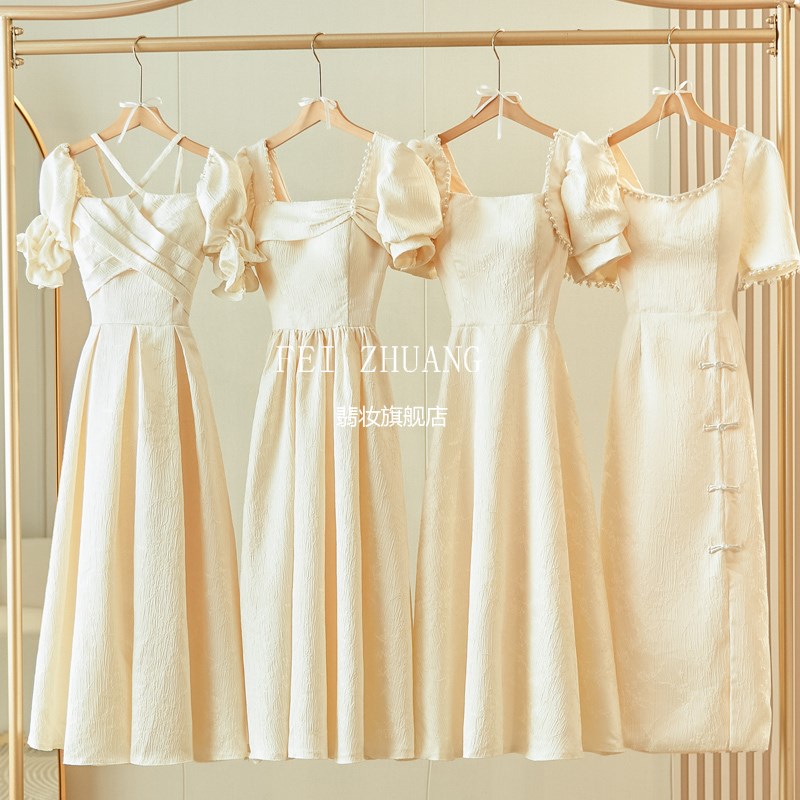 香槟色伴娘服女2025新款夏季小众高级感姐妹团礼服小个子平时可穿