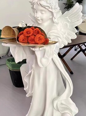 爱丽丝天使托盘复古迎宾大型落地摆件法式家居装饰品网红软装客厅