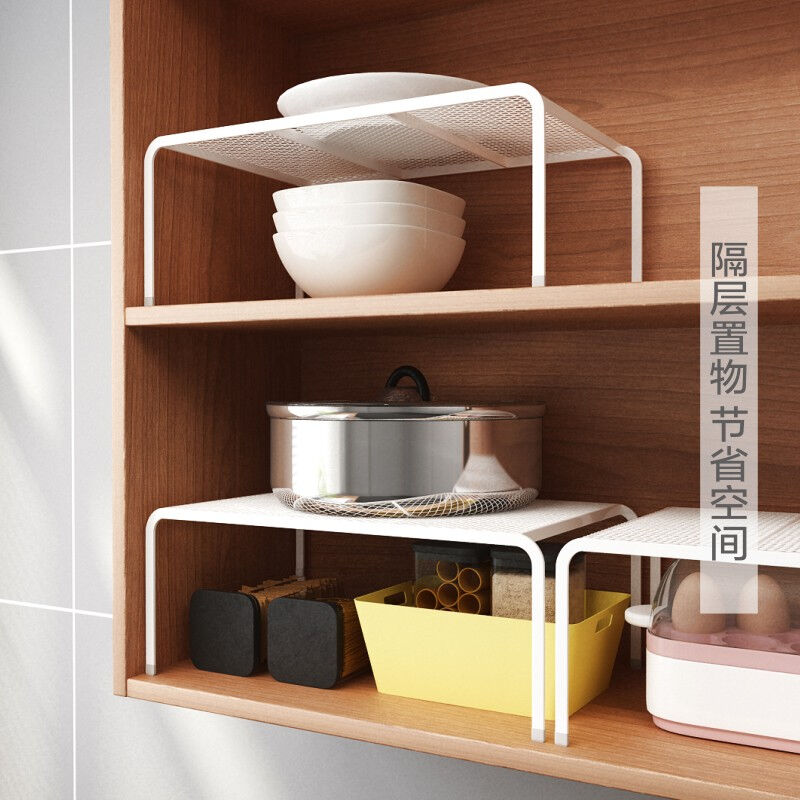 颐馨厨房台面桌面分层置物架厨房柜内部柜子隔层隔板电器锅具收纳