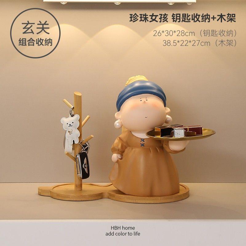戴珍珠耳环少女玄关摆件