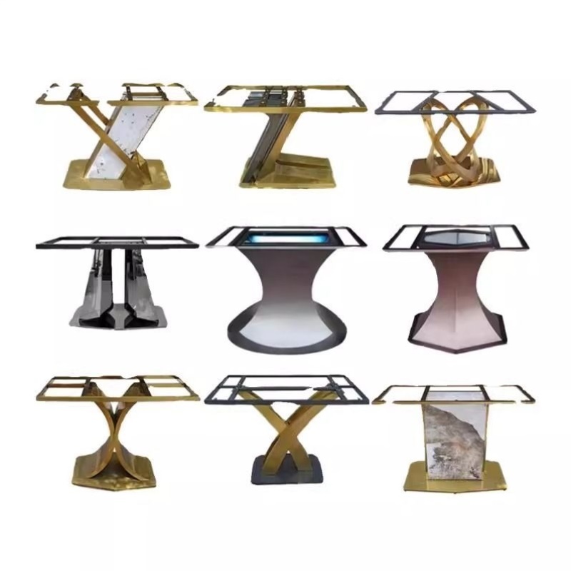 不锈钢餐桌腿支架大理石轻奢底座支撑架岩板长方桌脚岛台脚架