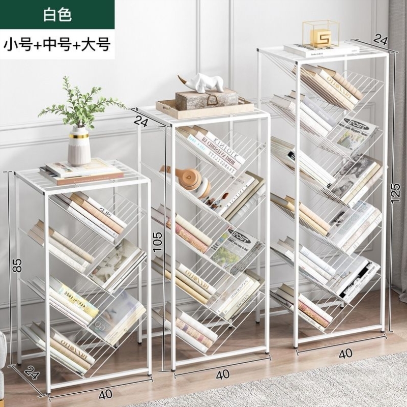 简易书架落地多层置物架免安装学生书柜报刊架铁艺创意树形收纳架