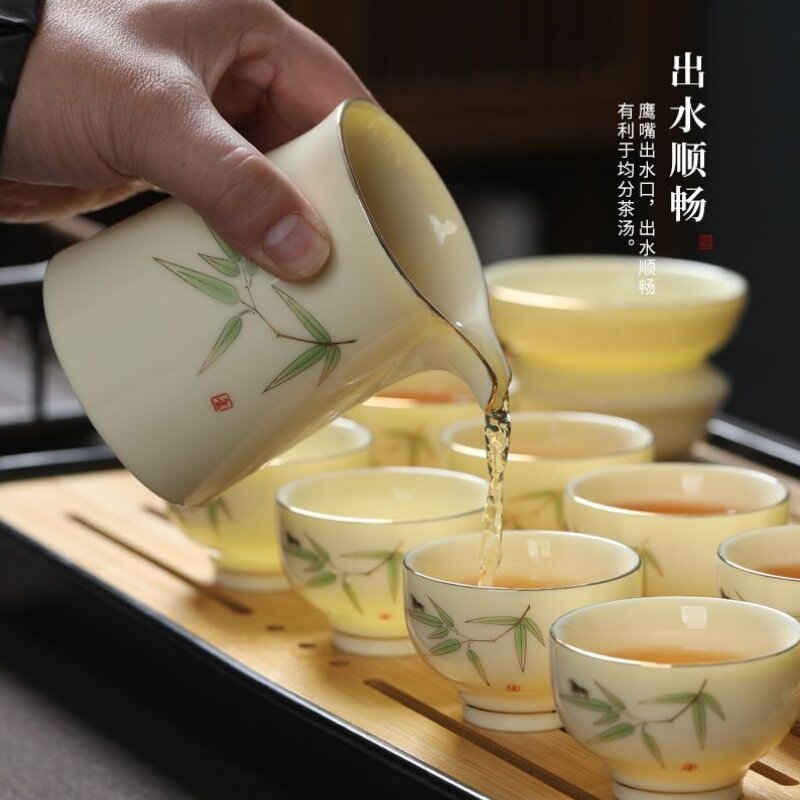 整套功夫茶具套装家用茶具用品陶瓷茶杯羊脂玉瓷泡茶器高档礼盒装