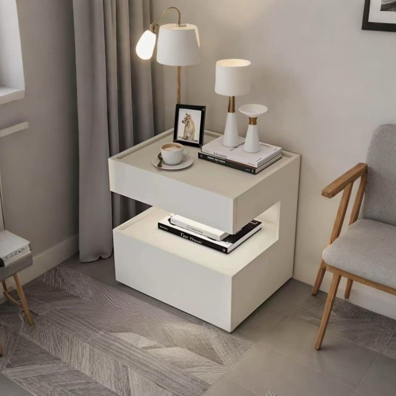 意式极简黑色床头柜悬浮式床边柜现代简约卧室床头柜