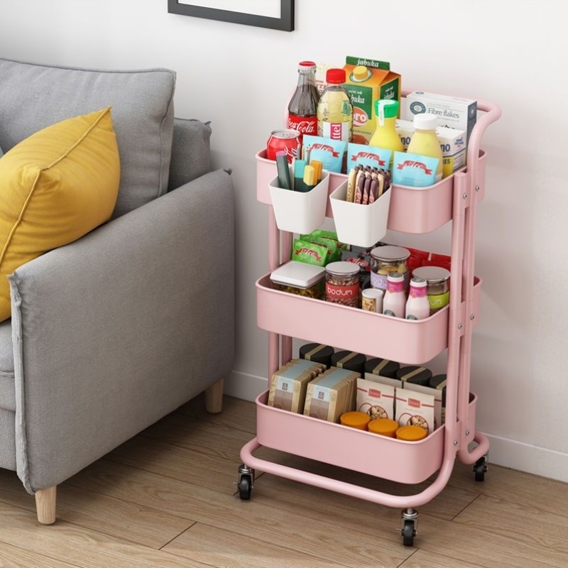 小推车置物架厨房落地多层客厅移动零食架美容院婴儿用品收纳架子