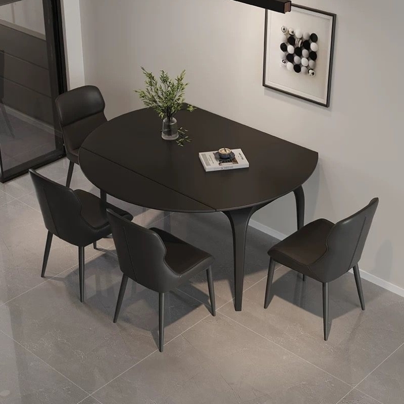 岩板餐桌椅组合小户型意式现代简约跳台可伸缩变圆整套吃饭桌家用