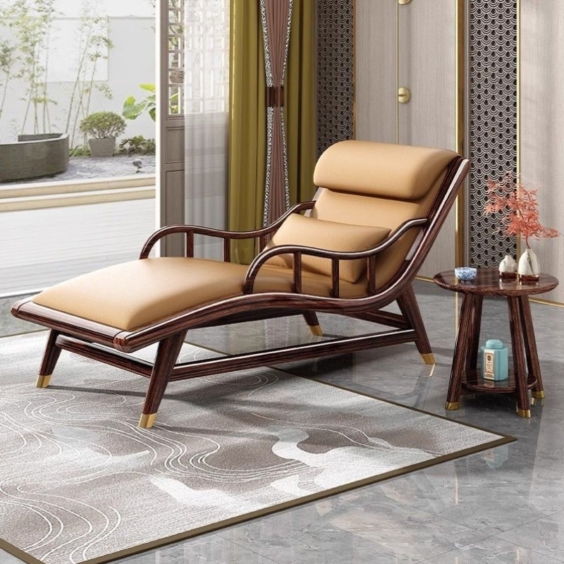 新中式实木躺椅贵妃塌轻奢北欧美人榻客厅休闲椅卧室午睡懒人沙发