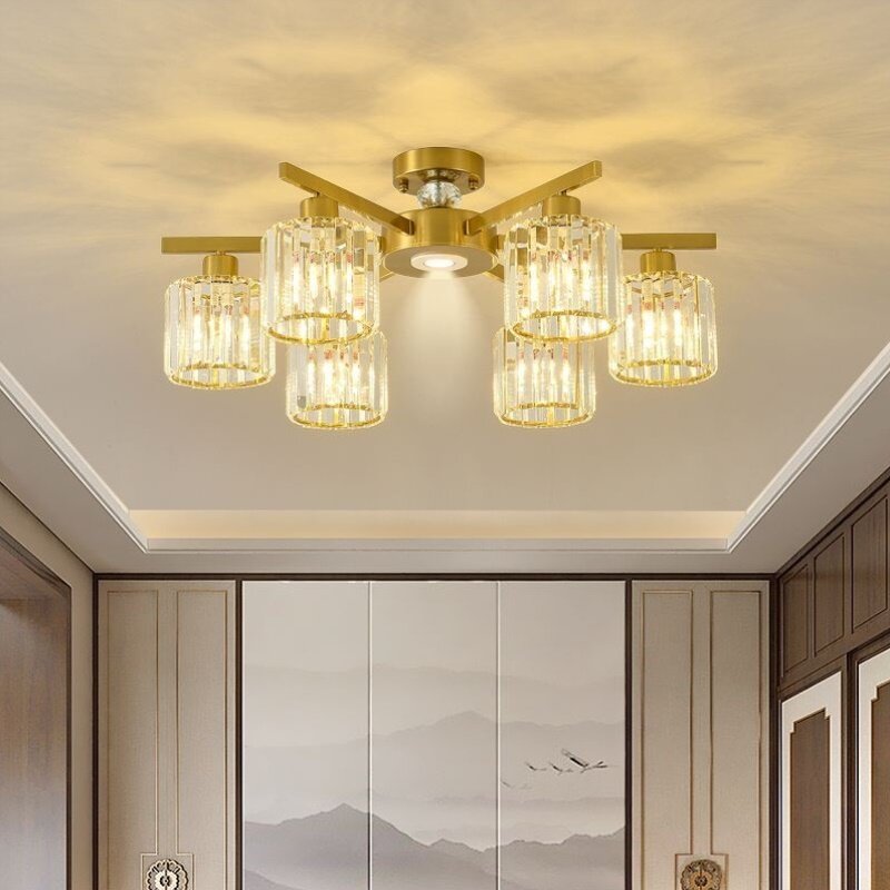 轻奢大气玻璃水晶客厅吸顶灯饭店卧室房间餐厅酒店灯创意个性灯具