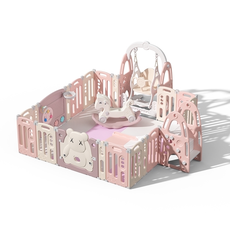 儿童家用地上围栏宝宝室内安全防护可折叠围栏游戏滑梯秋千组合