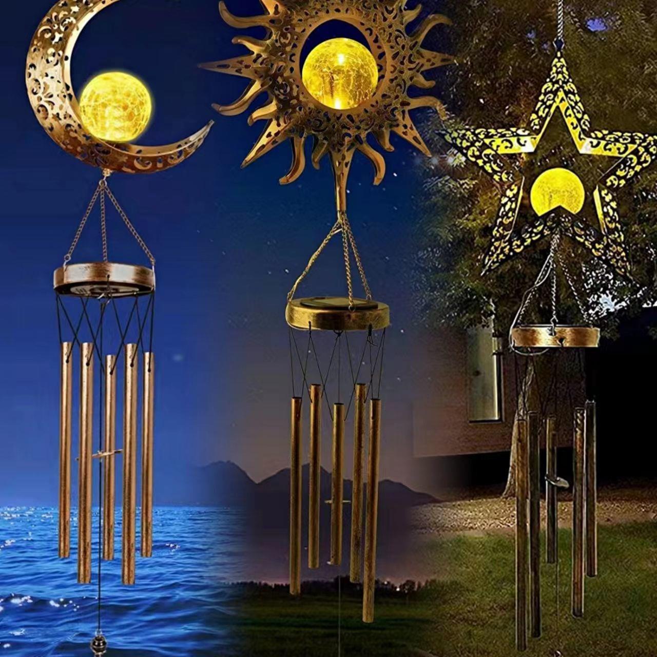 月亮灯太阳能风铃铁艺地