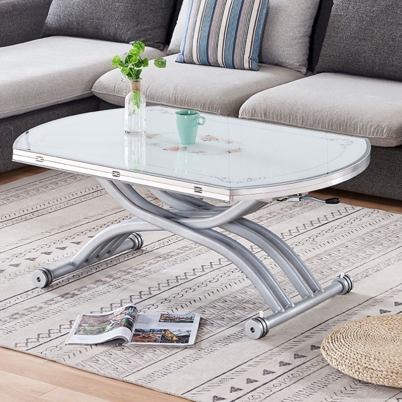 实木升降茶几秒变餐桌多功能桌子两用折叠移动岩板简约小户型伸缩