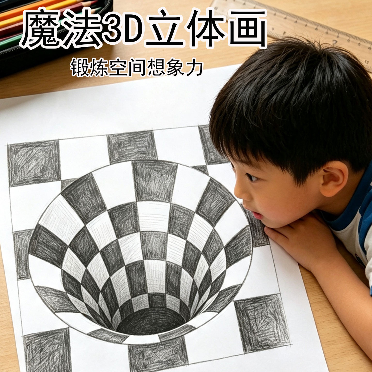 儿童魔法3D立体画小孩创意涂鸦本专注力控笔训练填色启蒙早教
