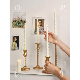 复古金属螺旋烛台家用高级感香薰蜡烛台底座烛光晚餐浪漫摆件 欧式
