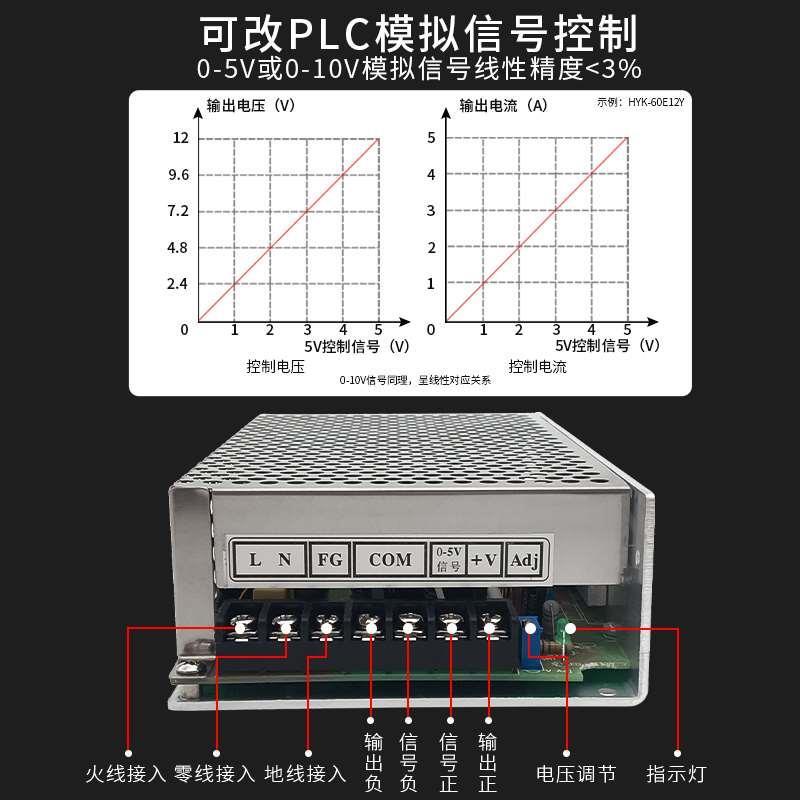 可调直流稳压开关电源AC220转DC5V24V12V48V110V恒压恒流 华尧HYK