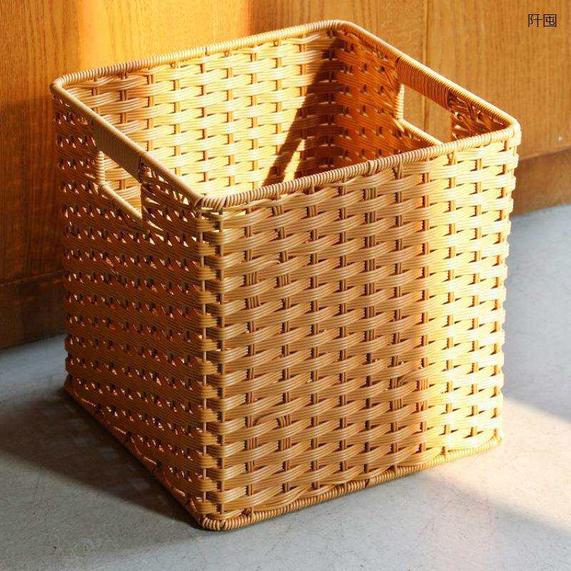 格子柜收纳筐塑料仿藤编家用电视柜书架杂物储物整理筐