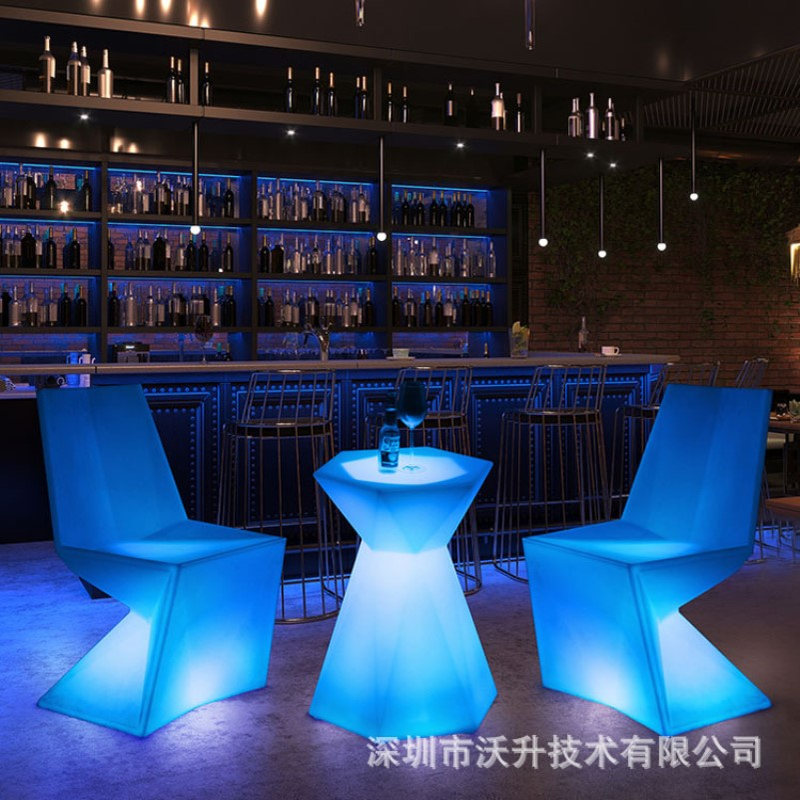 户外发光家具led钻石桌椅套装组合七彩变色酒吧发光餐桌餐椅